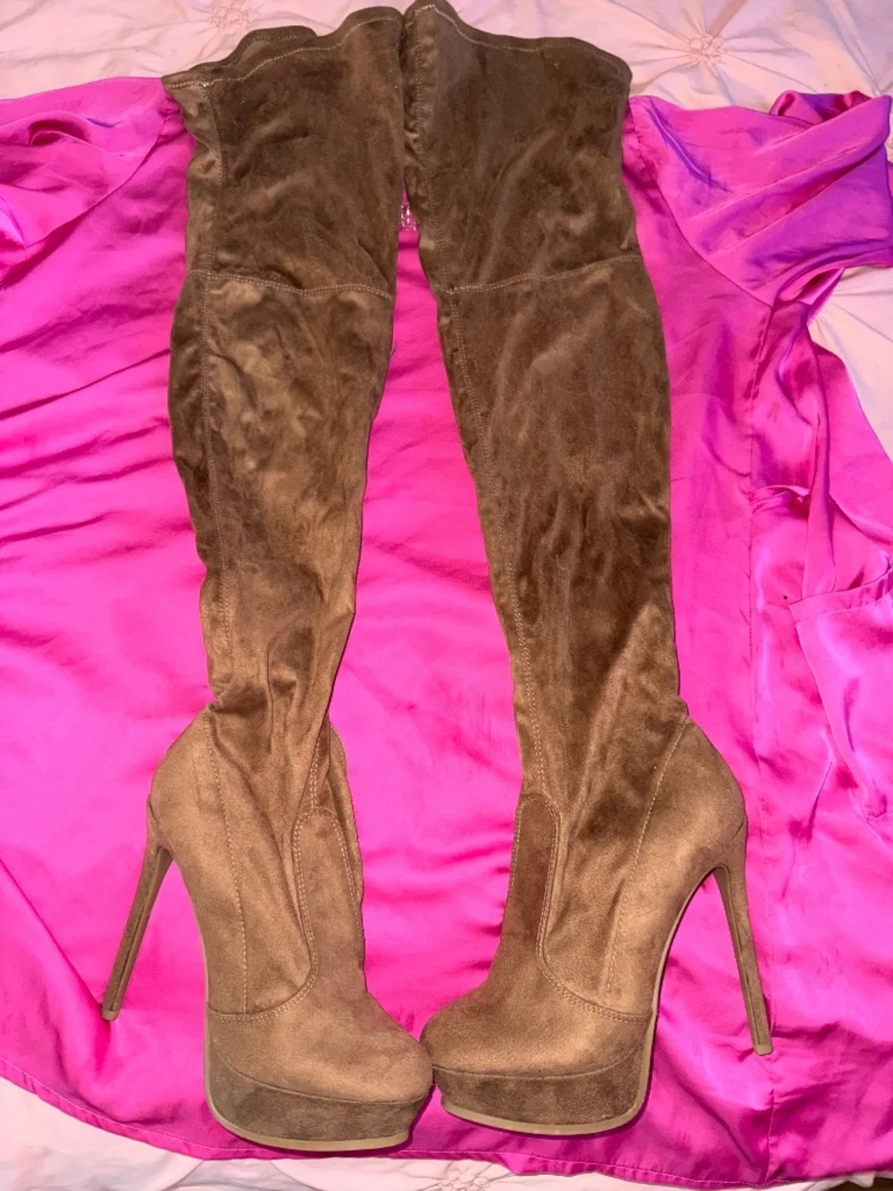 Brown thigh high boots